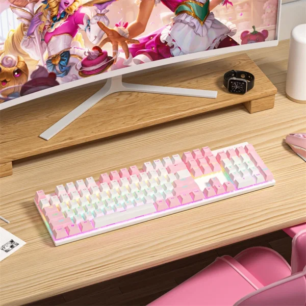 Pink Mechanical Keyboard - Wired RGB Backlight - Image 5