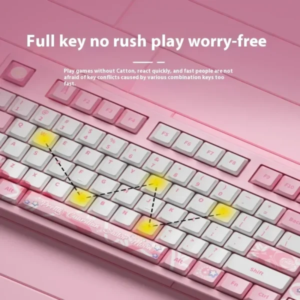 Pink Mechanical Keyboard RGB Backlit Sailor Moon - Image 6