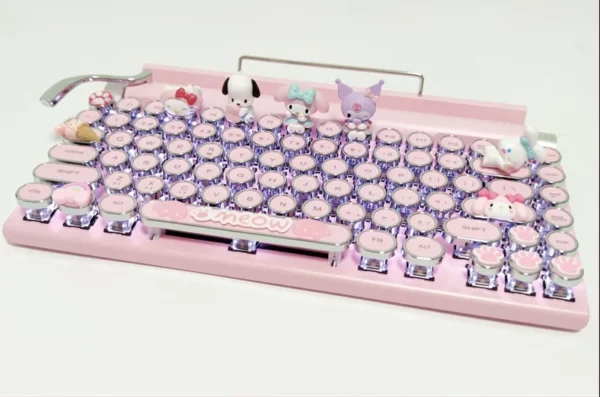 Pink Mechanical Keyboard: Cartoon Kitty Cat Rabbit - Image 5