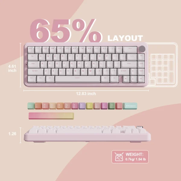 Pink Mechanical Keyboard: Wireless Tri-Mode - Image 6