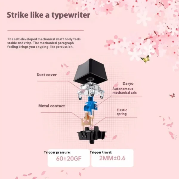 Pink Mechanical Keyboard: Sakura Theme, 108 Keys - Image 4