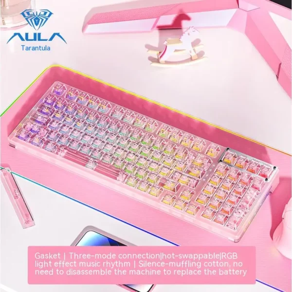 Tri-Mode Pink Mechanical Keyboard - Image 2