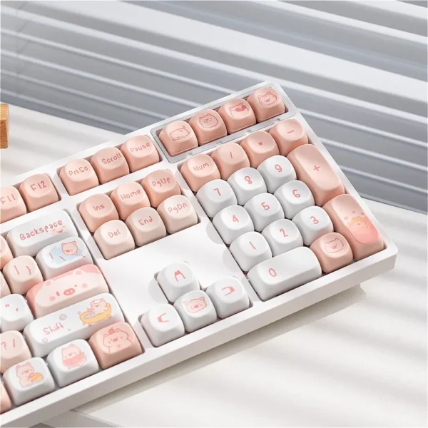 Pink Mechanical Keyboard: MOA Pink Piggy Keycap Set, PBT 132 Keys. - Image 2