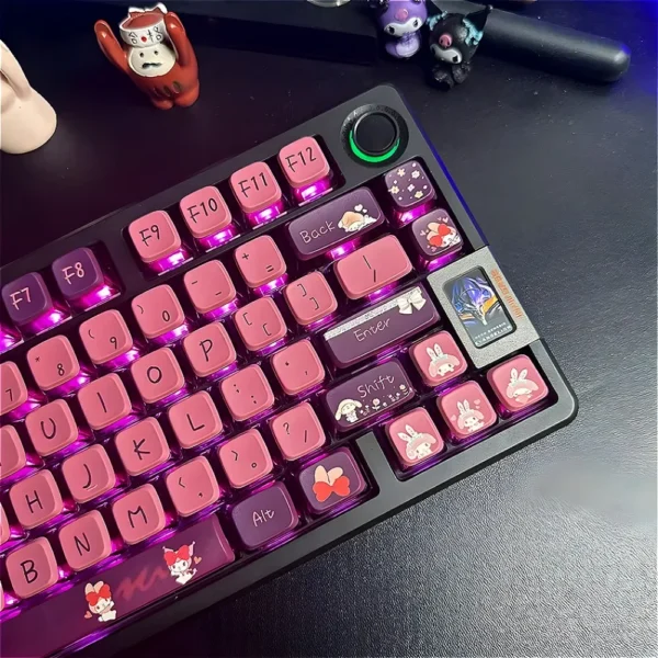 Pink Mechanical Keyboard: Sweet Cool Theme 122-Key MDA Keycap Set. - Image 4