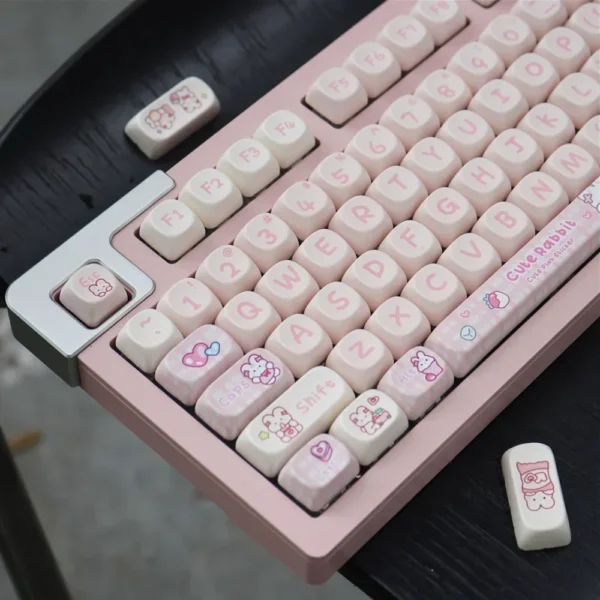 Pink Mechanical Keyboard: Bunny Keycap Set