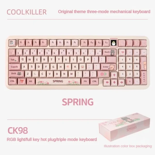 Coolkiller Wireless RGB Pink Mechanical Keyboard - Image 6