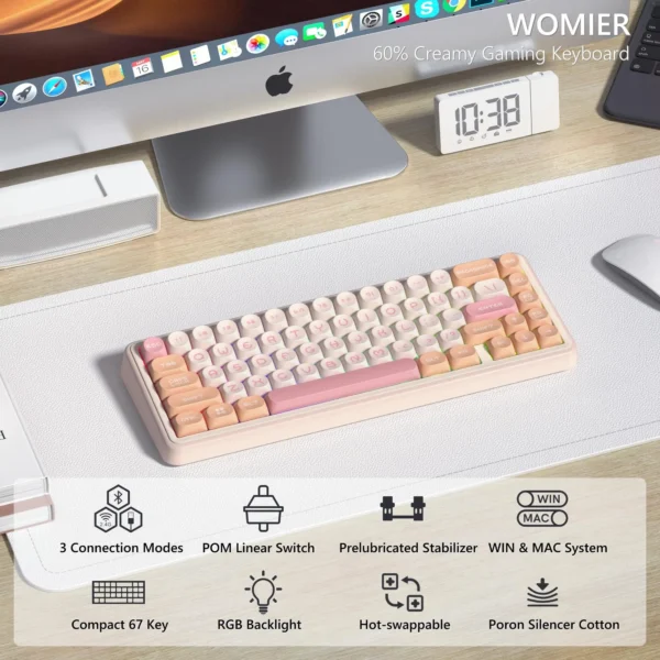 Womier Pink Mechanical Keyboard 65% - Image 2