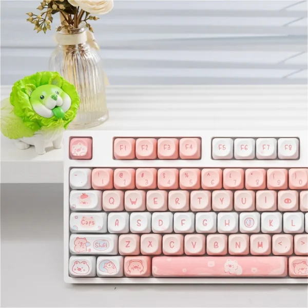 Pink Mechanical Keyboard: MOA Pink Piggy Keycap Set, PBT 132 Keys. - Image 3