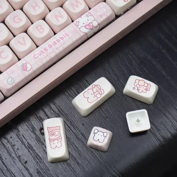 Pink Mechanical Keyboard: Bunny Keycap Set - Image 6