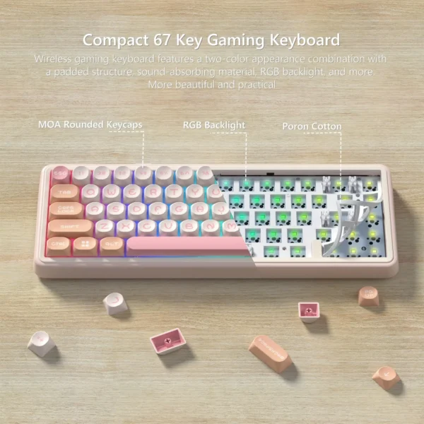 Womier Pink Mechanical Keyboard 65% - Image 4