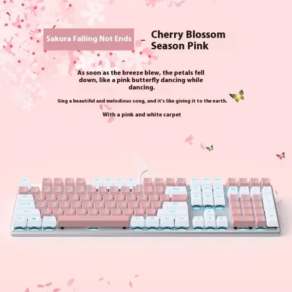 Pink Mechanical Keyboard: Sakura Theme, 108 Keys - Image 5