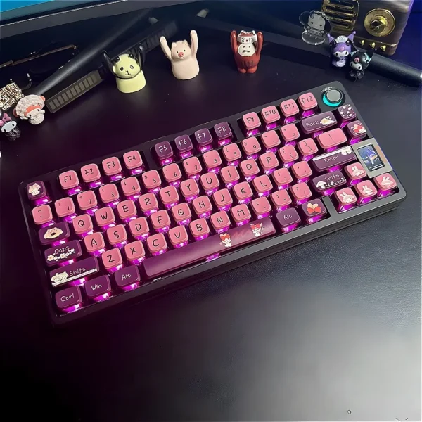 Pink Mechanical Keyboard: Sweet Cool Theme 122-Key MDA Keycap Set. - Image 2