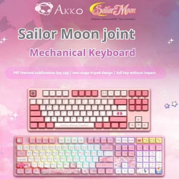 Pink Mechanical Keyboard RGB Backlit Sailor Moon - Image 4