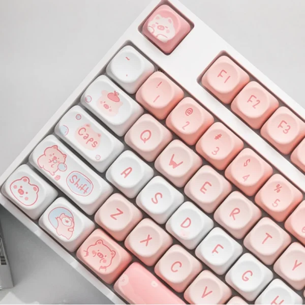 Pink Mechanical Keyboard: MOA Pink Piggy Keycap Set, PBT 132 Keys. - Image 4